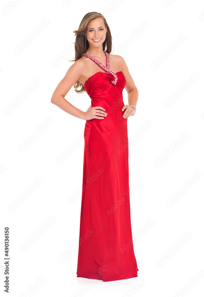 Such beauty and elegance. Studio shot of a stylish young woman in a red dress isolated on white. Such beauty and elegance. Studio shot of a stylish young woman in a red dress isolated on white.