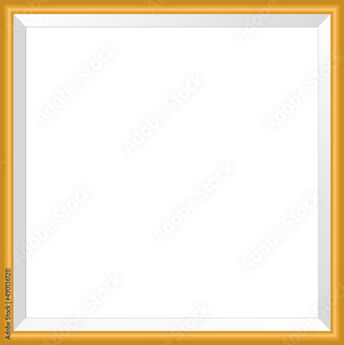 Photoframe mockup. Realistic empty golden framing. Photo gallery design.