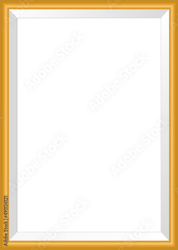 Photoframe mockup. Realistic empty golden framing. Photo gallery design.