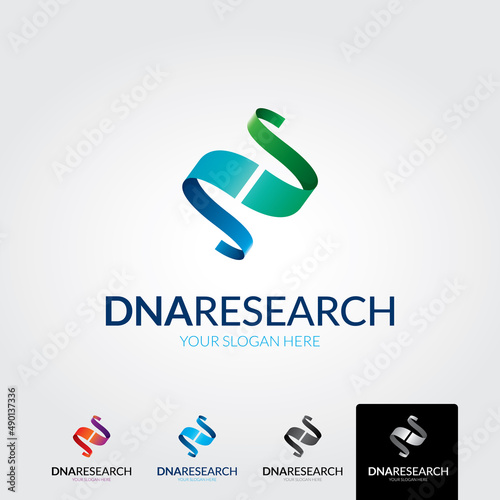 Minimal dna research logo template - vector