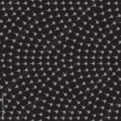 Vector seamless pattern from dark grey pursuit-plane from East on a black background. War invasion, attack, occupation, enemy raid print