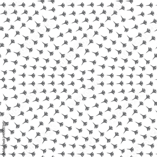 Vector seamless pattern from dark grey pursuit-plane from East on a white background. War invasion, attack, occupation, enemy raid print