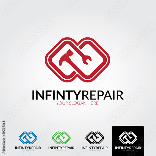 Minimal infinity repair logo template - vector