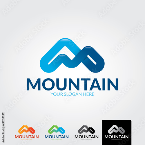 Minimal mountain logo template - vector