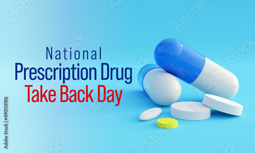 National Prescription drug take back day is observed every year in April, it is a safe, convenient, and responsible way to dispose of unused or expired prescription drugs. 3D Rendering