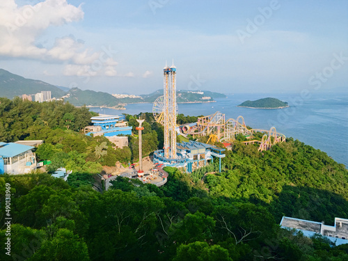 Drone shot of an amusement park called 