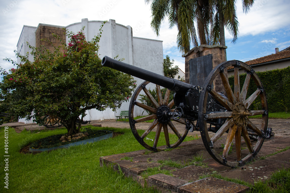 War cannon exposed at the Panteon Dos Heroes in the historic city of Lapa Paraná Brazil