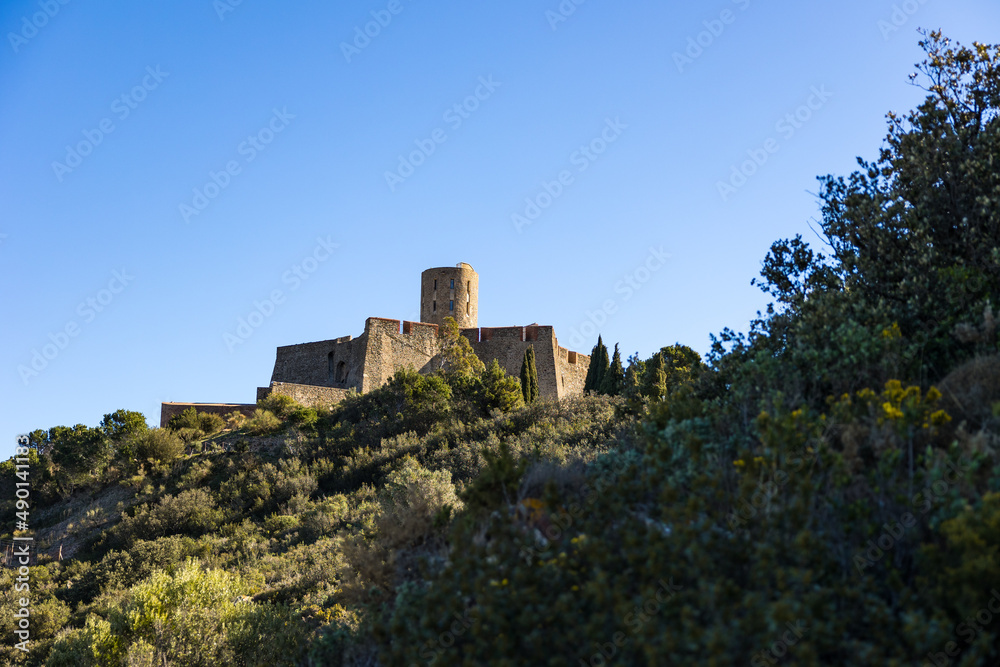 Vue sur le Fort Saint-Elme et la Côte Vermeille depuis les terres (Occitanie, France) Vue sur le Fort Saint-Elme et la Côte Vermeille depuis les terres (Occitanie, France)