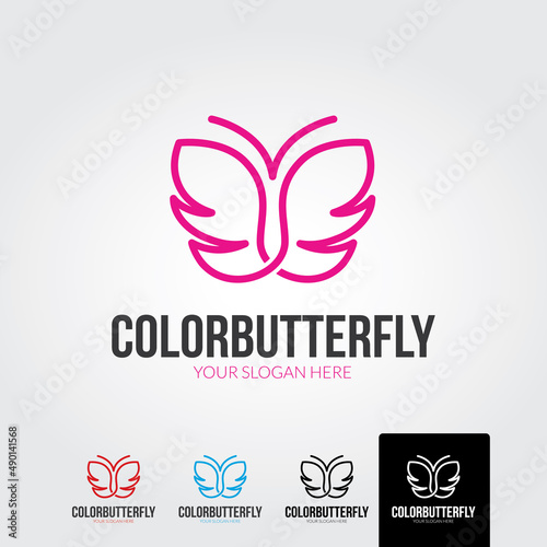 Minimal butterfly logo template - vector