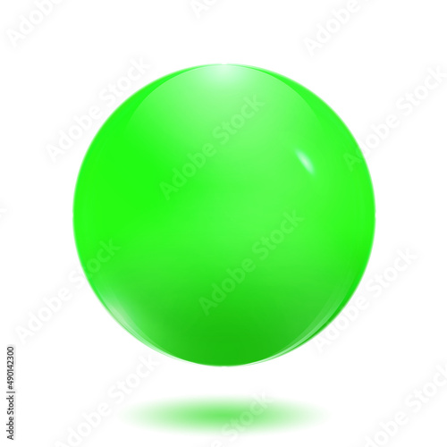 Grüne Glaskugel vor weißem Hintergrund, Illustration