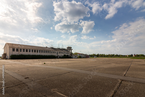Bilde på lerret Main building with tower at abandoned US Airbase Heidelberg. NATO