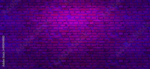 Neon brick wall background concept. 3d render