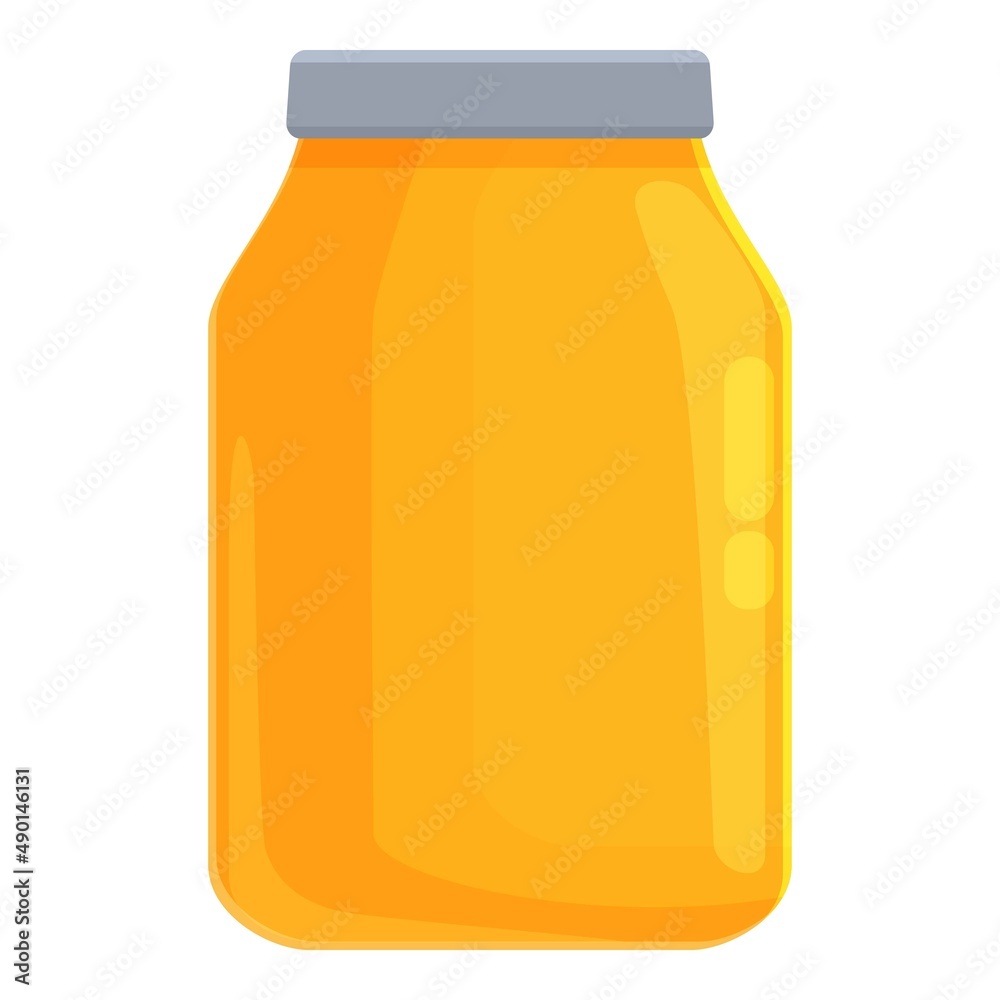 Golden liquid jar icon cartoon vector. Honey bee. Comb gold