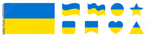 Ukrainian flag. Ukraine flag vector design set. National symbol. Vector illustration photo