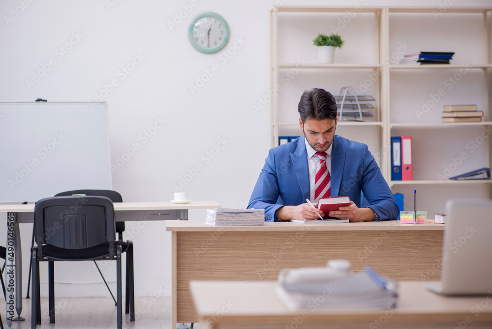 Young attractive employee working in the office Young attractive employee working in the office