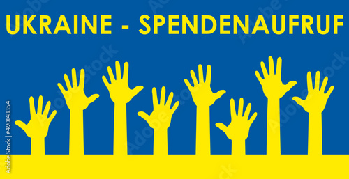 ukraine spendenaufruf hintergrund banner mit flehenden händen