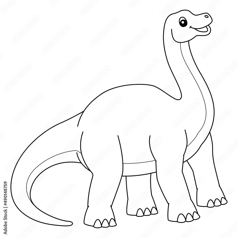 Brontosaurus Coloring Isolated Page for Kids