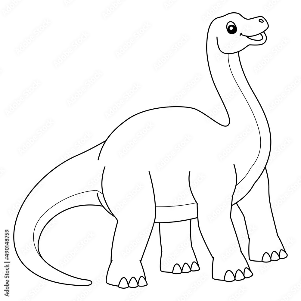 Brontosaurus Coloring Isolated Page for Kids Stock Vector | Adobe Stock