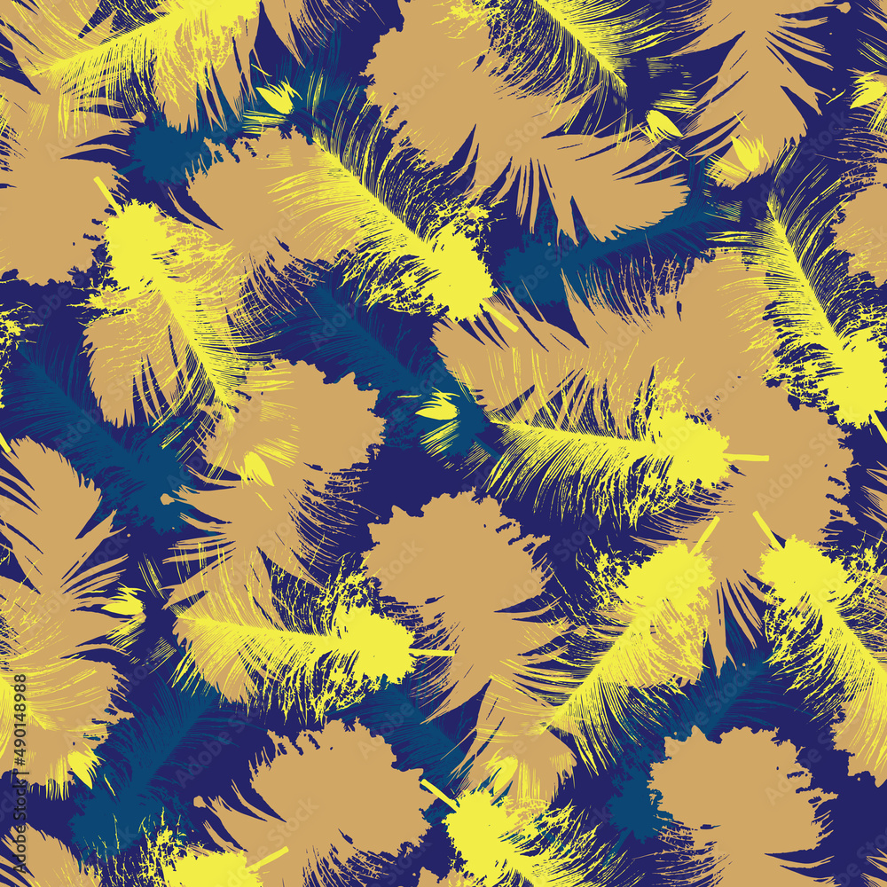 Bird feathers. Seamless pattern of feathered animals.Vector image. Bird feathers. Seamless pattern of feathered animals.Vector image.