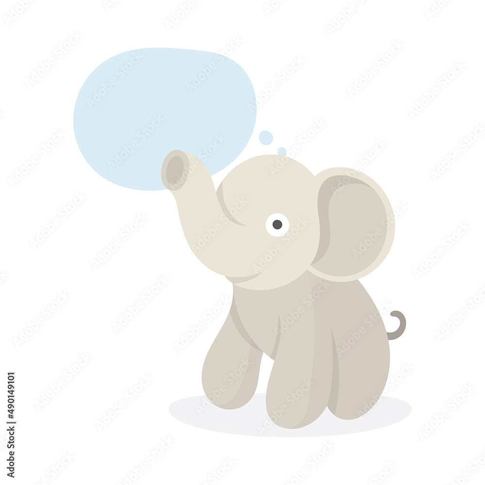 Thinking elephant. Cute toy elephant with speech bubble. Drawing illustration in cartoon style. Part of set. Thinking elephant. Cute toy elephant with speech bubble. Drawing illustration in cartoon style. Part of set.