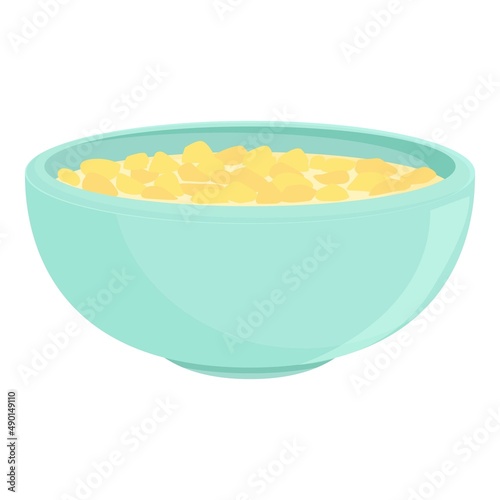 Cereal breakfast bowl icon cartoon vector. Milk corn. Eating meal