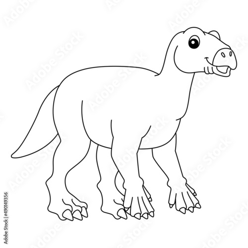 Iguanodon Coloring Isolated Page for Kids