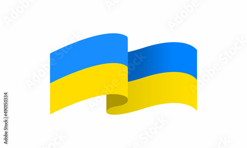 Flag of Ukraine, blue and yellow ribbon isolated on white background