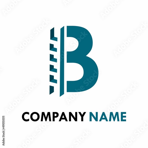 letter b with ladder logo template illustration.