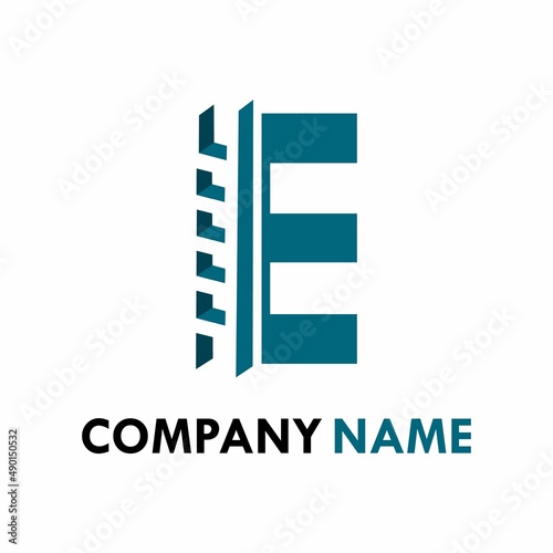 letter e with ladder logo template illustration.
