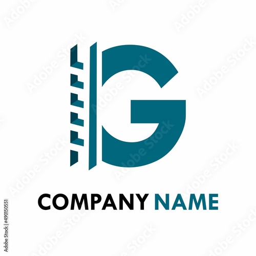 letter g with ladder logo template illustration.