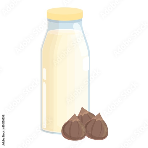 Forest hazelnut milk icon cartoon vector. Vegetable drink. Vegan milk