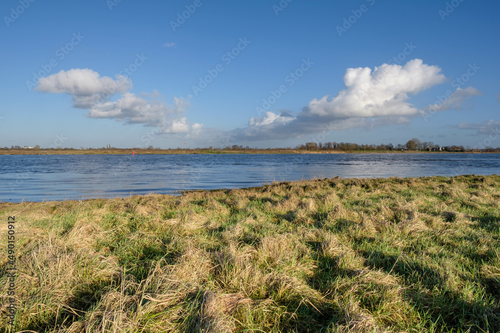 River IJssel near Hattem on the backgroud the 