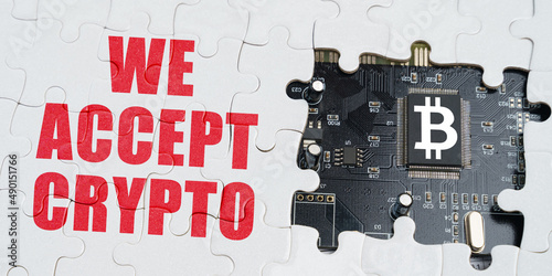 On the puzzles there is a processor with a bitcoin symbol and it says - We accept crypto