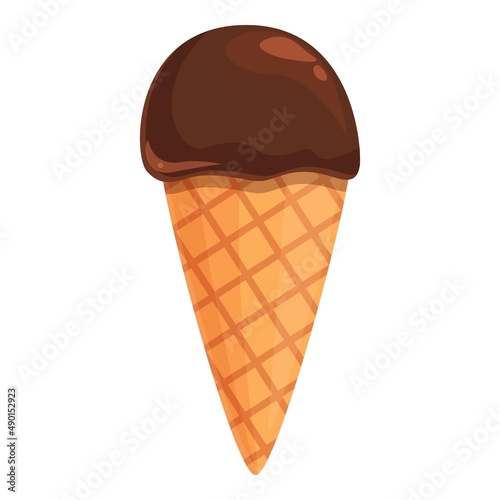 Chocolate ice cream icon cartoon vector. Cocoa candy. Dark milk