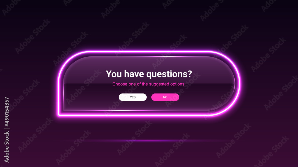 Geometric neon light with rounded edges. Glass banner Geometric neon light with rounded edges. Glass banner