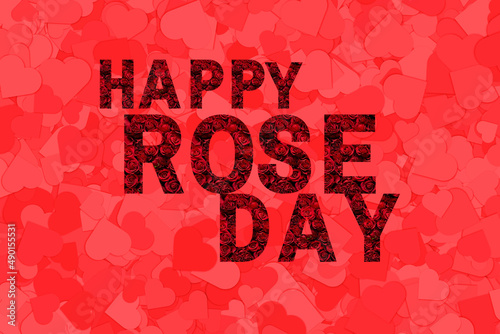 Illustration of happy rose day on a pink background photo