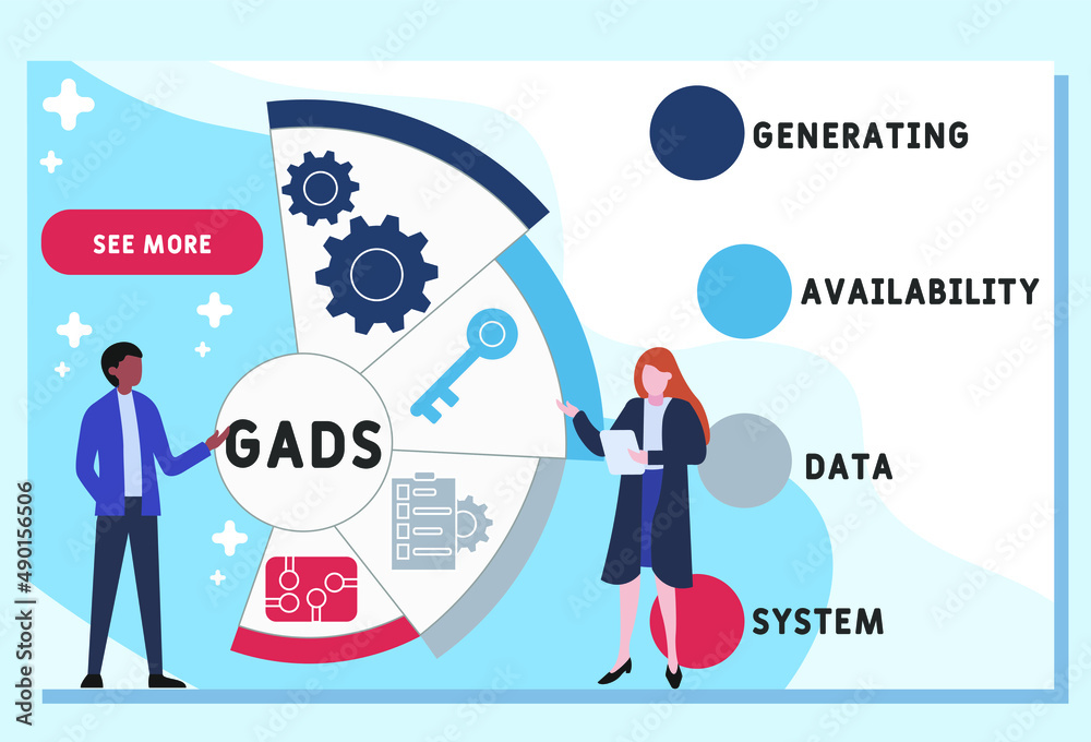 GADS - Generating Availability Data System acronym. business concept background. vector illustration concept with keywords and icons. lettering illustration with icons for web banner, flyer, landing 