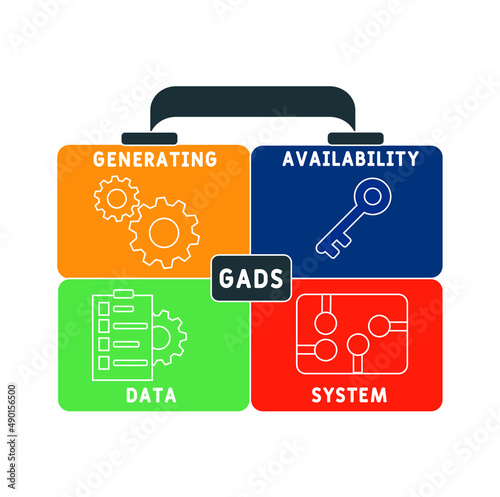 GADS - Generating Availability Data System acronym. business concept background. vector illustration concept with keywords and icons. lettering illustration with icons for web banner, flyer, landing 