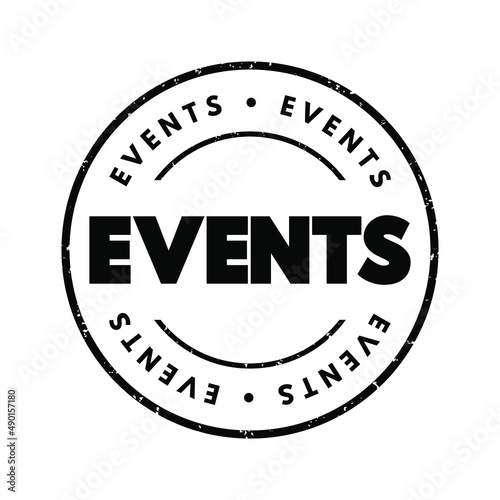 Events text stamp, concept background