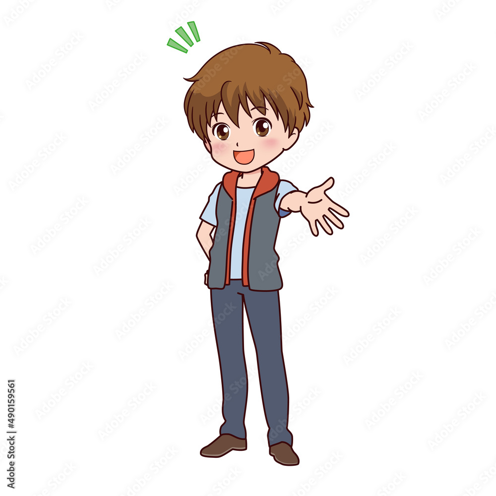 さまざまなポーズの男の子のイラスト