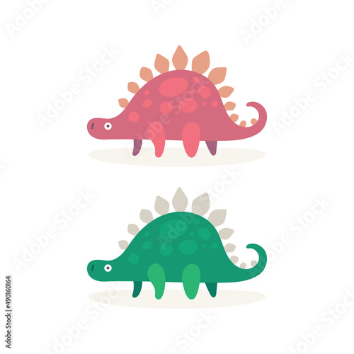 Dino. Cute dinosaur drawing illustration in cartoon style. Dinosaur stylized simple graphic. Part of set.