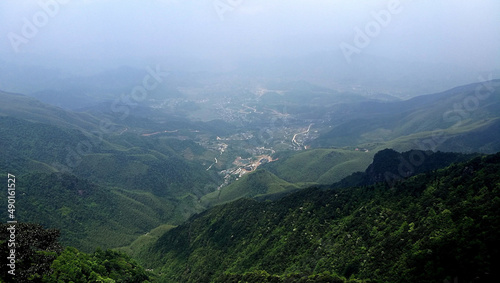 Beautiful landscape with green mountains. Wugong Mountain. Mountain range in China. photo