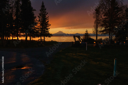 Beautiful shot of construction machines in the backyard photo