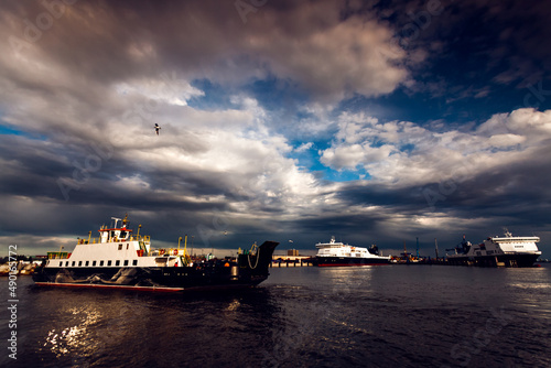 Beautiful shot of an Aquatory of the Port of Klaipeda, Lithuania against a cloudy sky photo