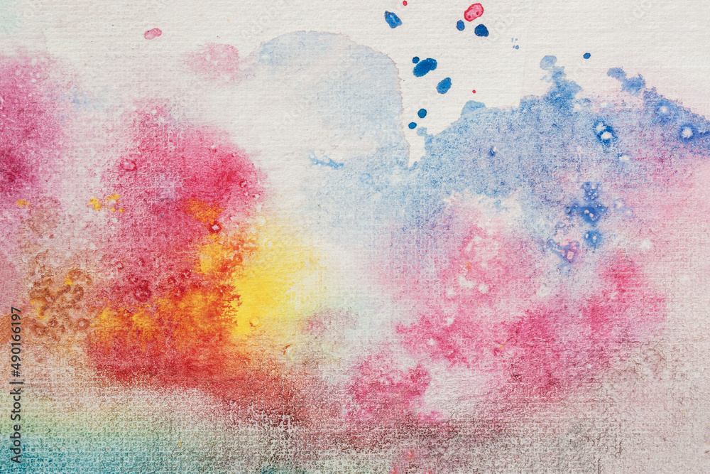 Abstract watercolor paint background by colorful colors, liquid stains texture