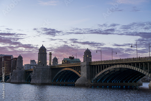 View of Longfellow Bridge over Charles River, connecting Boston's Beacon Hill with Cambridg