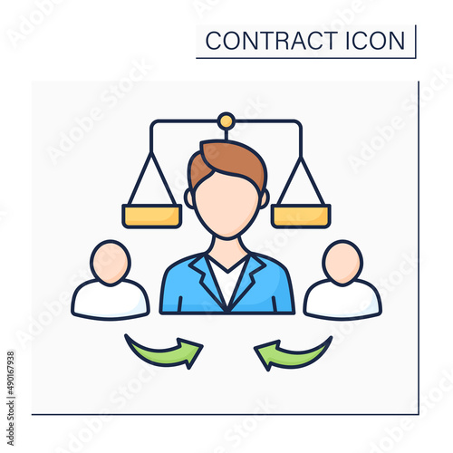 Arbitration color icon. Alternative dispute resolution. Mechanism for resolving disputes between investors and brokers.Contract concept. Isolated vector illustration