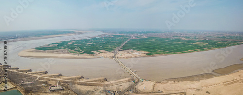 Panoramic view of the Yellow River in Kaifeng, Henan Province, China