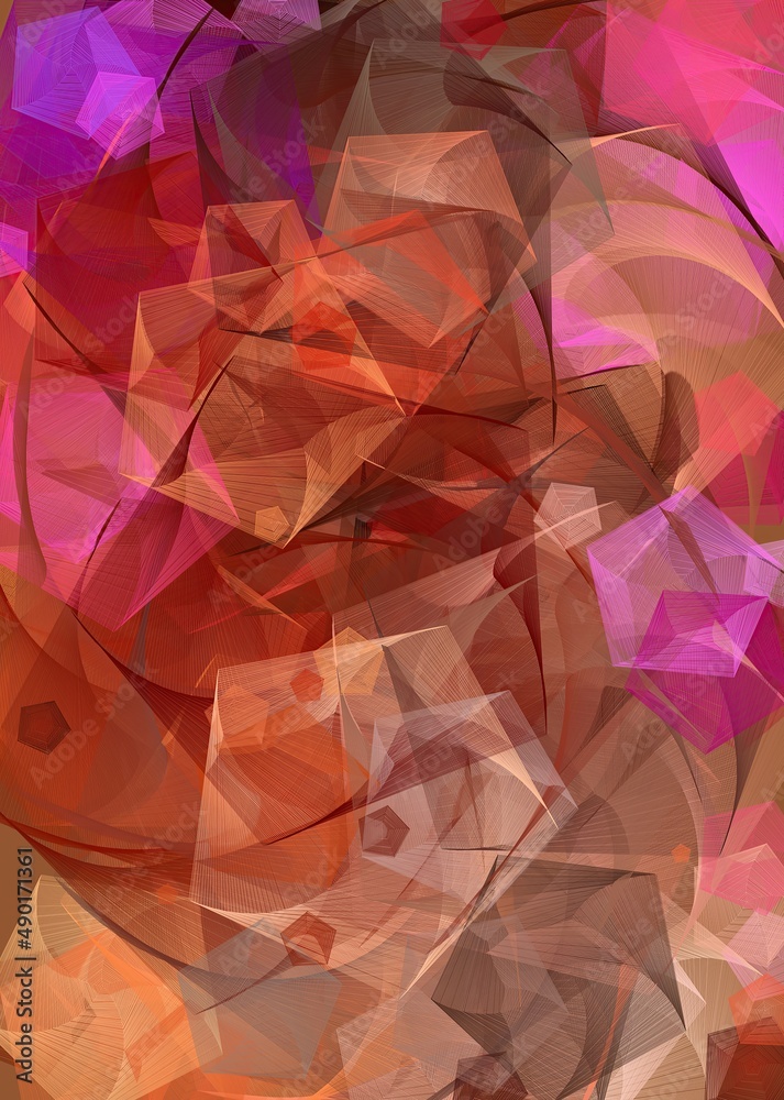 Artwork of abstract composition made with geometrical shapes
