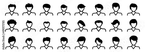 Foto People avatar icon set men hair style,Vector flat  icon as male illustration de